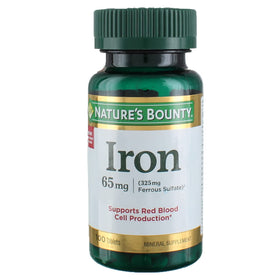 Flacon de Fer 65 mg Nature's Bounty, pack de 4 flacons avec étiquette