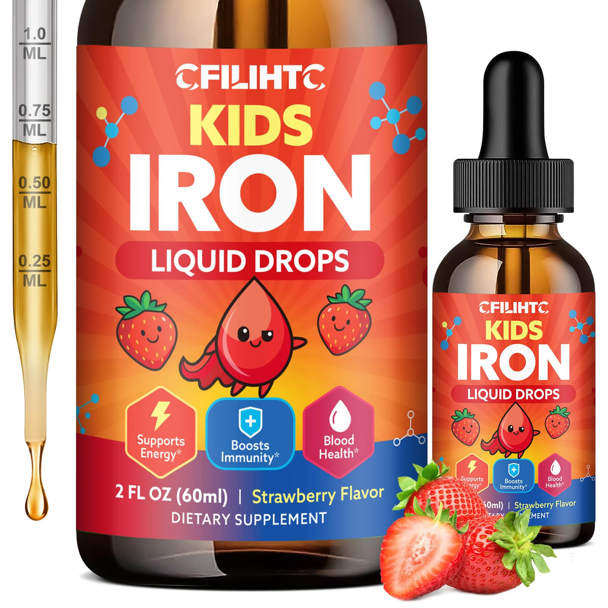 Flacon de fer liquide CFILIHTC 60 ml goût fraise