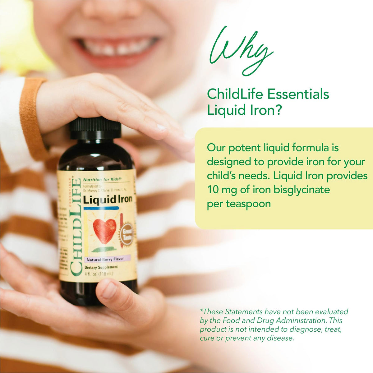 Flacon de Fer Liquide CHILDLIFE ESSENTIALS avec étiquette