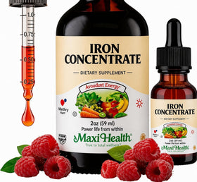 Flacon de fer liquide Maxi Health 15 mg saveur baie, vue de face