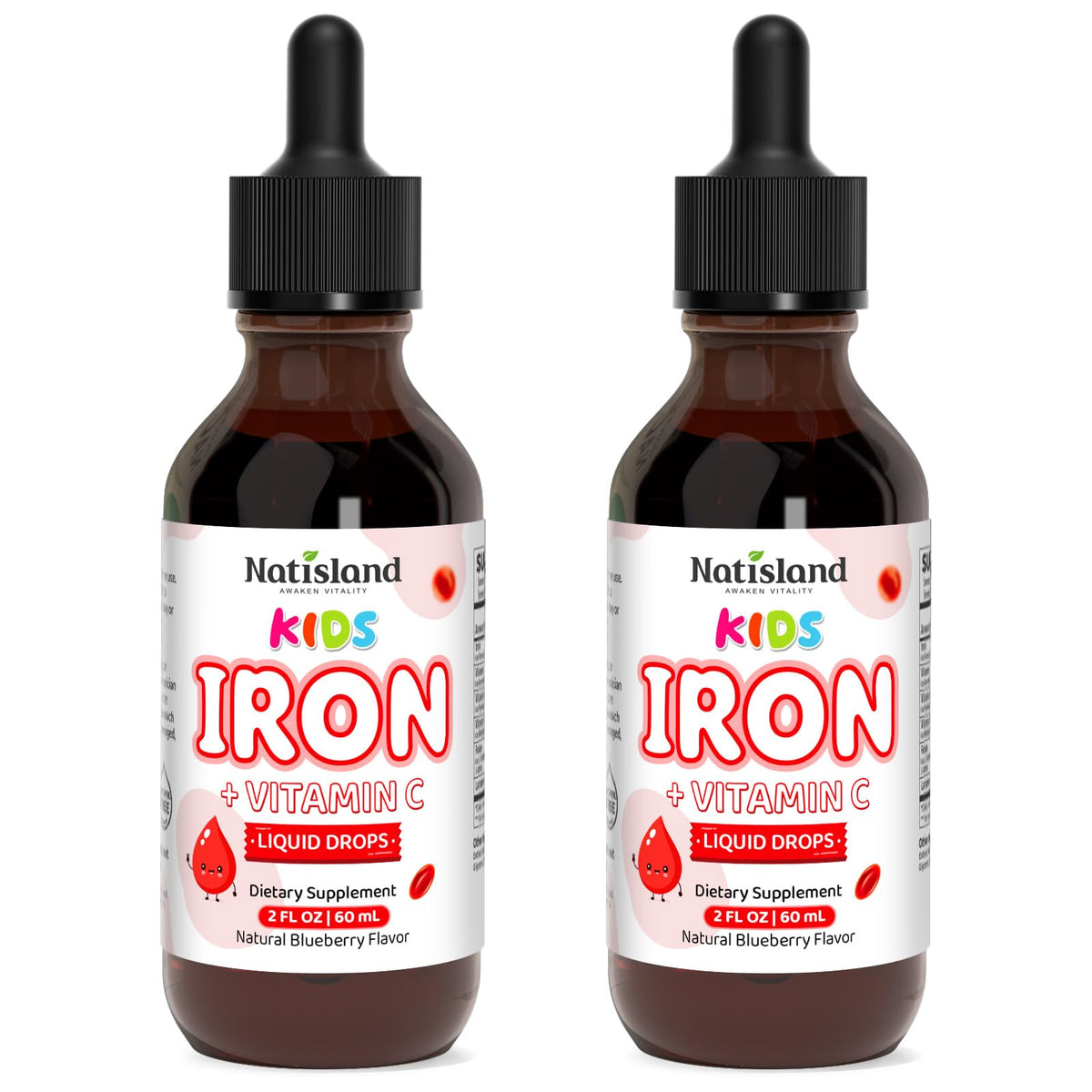 Flacon de fer liquide NATISLAND 120 ml saveur myrtille