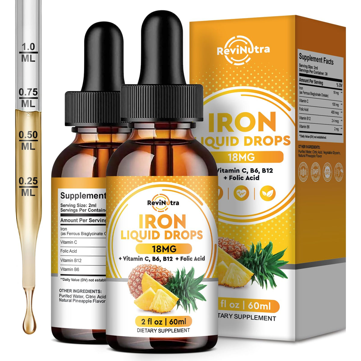Flacon de fer liquide ReviNutra 299g vue avant