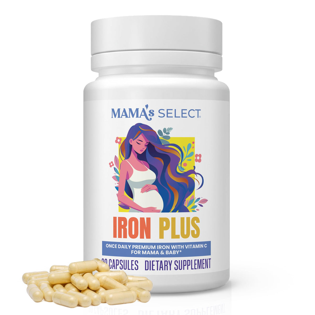 Flacon de fer prénatal Mama's Select 18mg avec 30 capsules