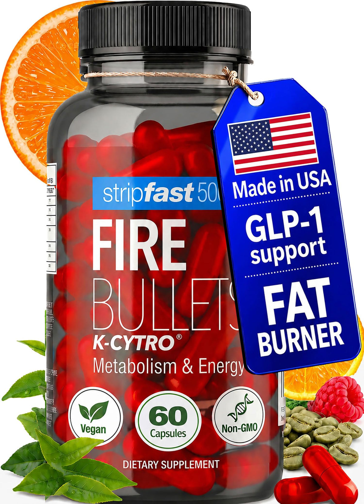 Flacon de Fire Bullets 60 capsules avec étiquette visible