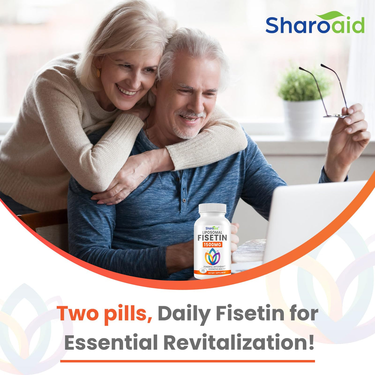 Flacon de Fisetin 1500mg Sharoaid sur une table