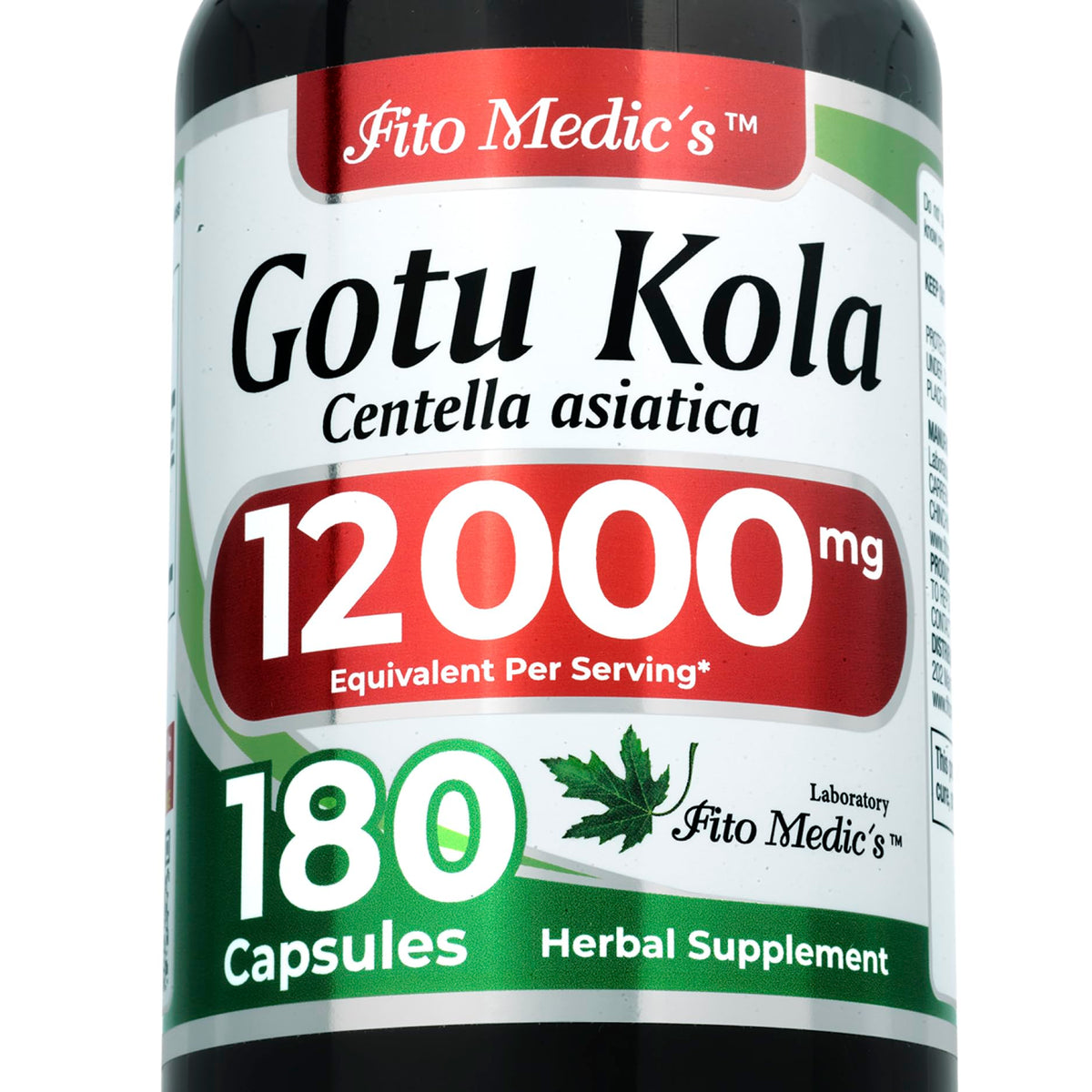 Flacon de FITO MEDIC'S Gotu Kola 180 capsules vue avant