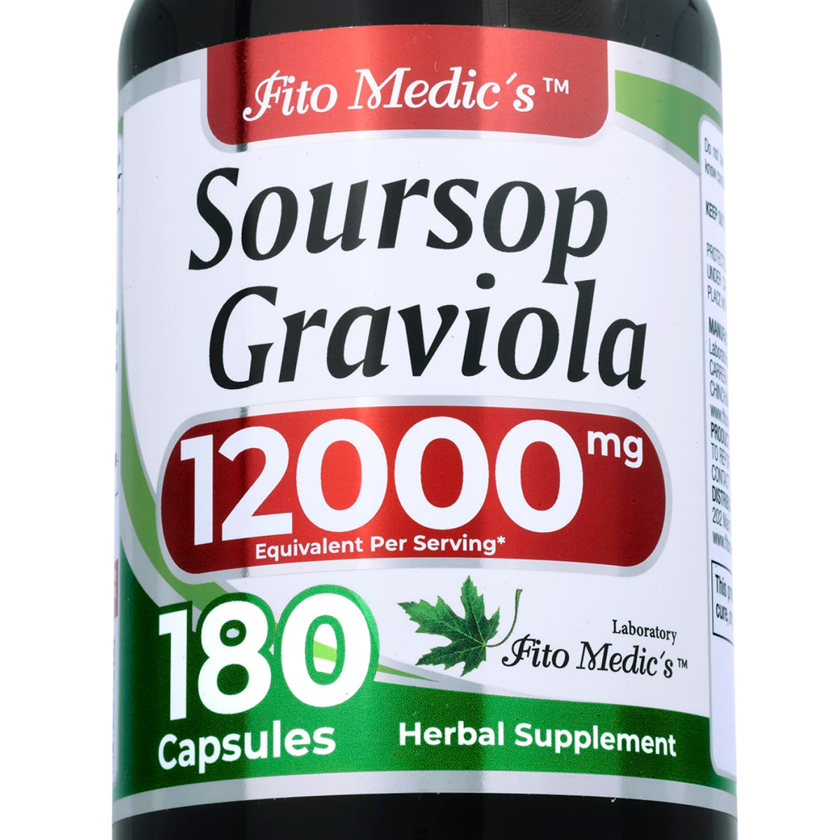 Flacon de FITO MEDIC'S Graviola 180 capsules vue de face
