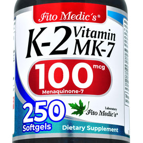 Flacon de FITO MEDIC'S Vitamin K2 MK-7 250 gélules