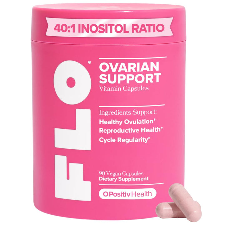 Flacon de FLO Ovarian d'O Positiv avec capsules en vue de face
