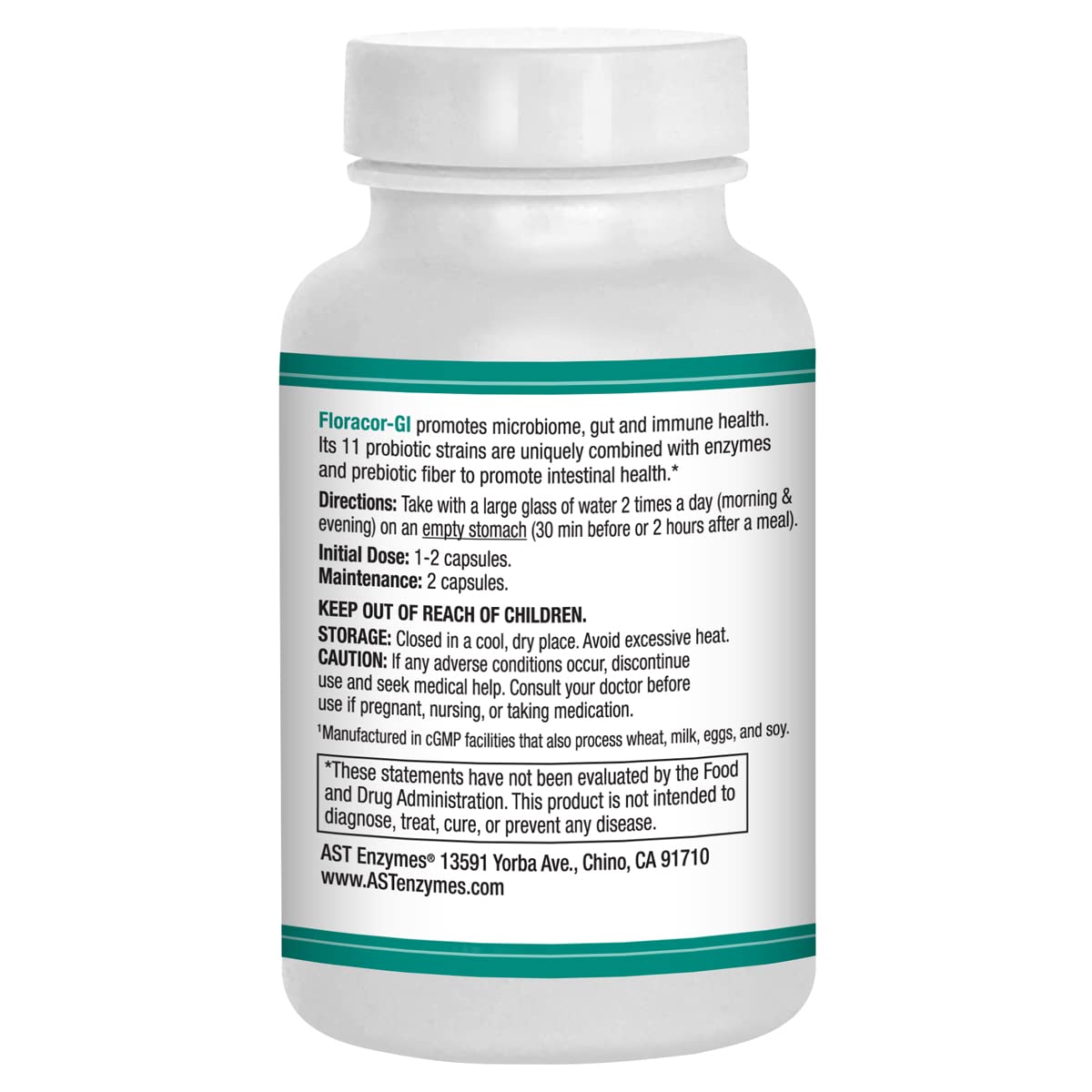 Flacon de Floracor d'AST Enzymes avec capsules à l'intérieur