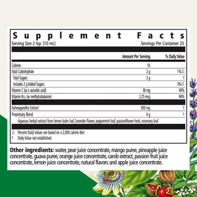 Flacon de Floradix Ashwagandha avec étiquette sur le côté