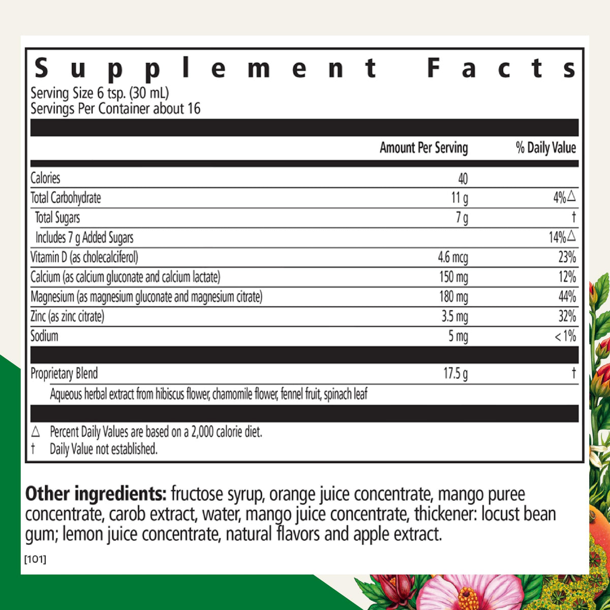 Flacon de Floradix Calcium Magnésium 500 ml sur fond blanc