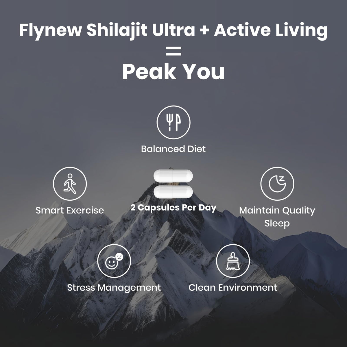 Flacon de Flynew Shilajit avec étiquette visible