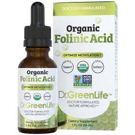 Flacon de Folate Folinique Dr. Green Mom 500 mcg, vue avant