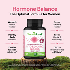 Flacon de ForestLeaf Myo-Inositol avec étiquette et capsules visibles