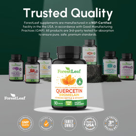 Flacon de ForestLeaf Quercétine sur un fond naturel