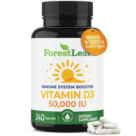 Flacon de ForestLeaf Vitamine D3 50000 UI avec 240 capsules