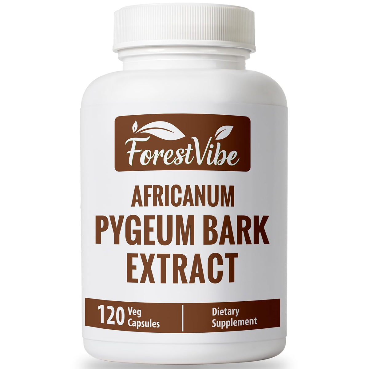Flacon de ForestVibe Pygeum 500mg 120 capsules végétales vue de face