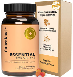 Flacon de Future Kind Multivitamines 3-en-1 Vegan 60ct avec étiquette