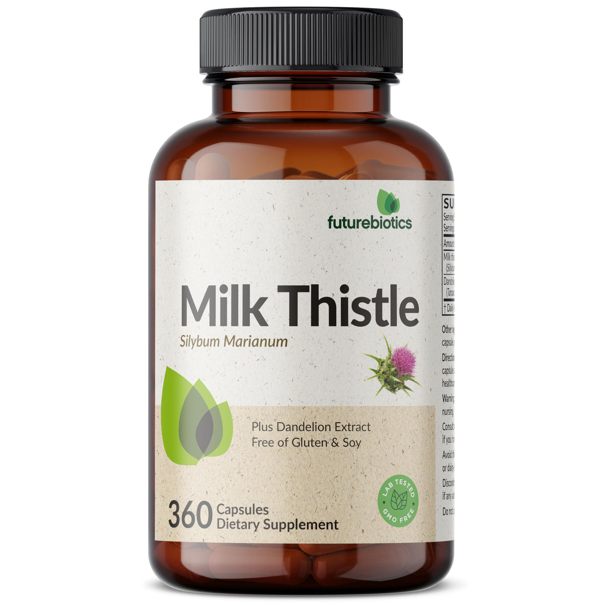 Flacon de Futurebiotics Chardon-Marie + Pissenlit 360 capsules vue de face