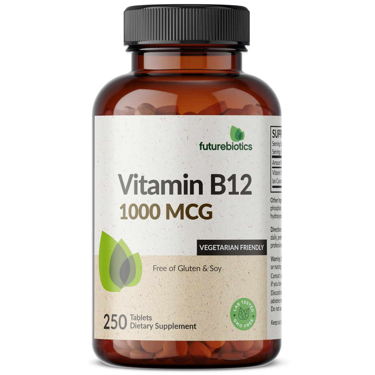 Flacon de Futurebiotics Vitamine B12 1000 mcg 250 comprimés