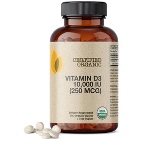 Flacon de Futurebiotics Vitamine D3 10 000 UI 360 comprimés organiques