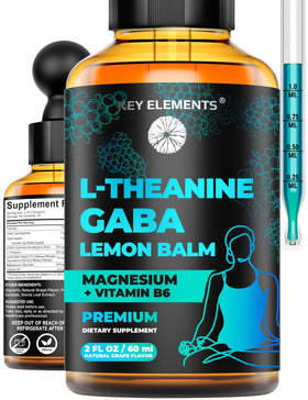 Flacon de GABA Liquide KEY ELEMENTS 500 mg avec L-Théanine, vue avant