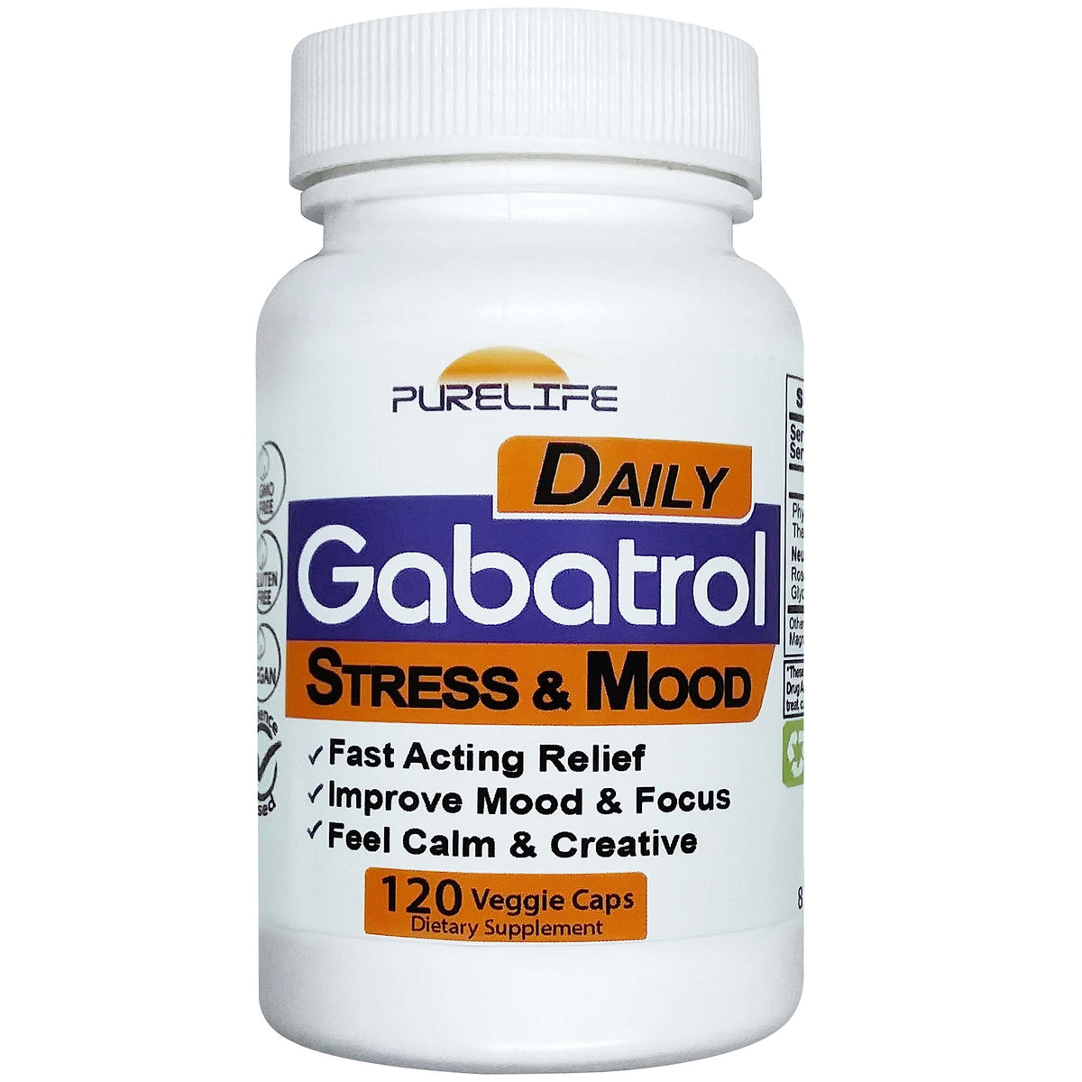 Flacon de Gabatrol Daily 120 capsules végétales de PureLife Supplements