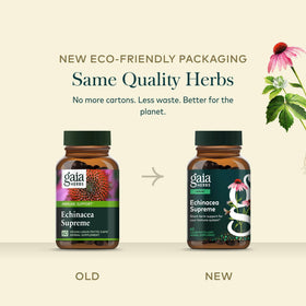 Flacon de Gaia Herbs Echinacea sur une table en bois