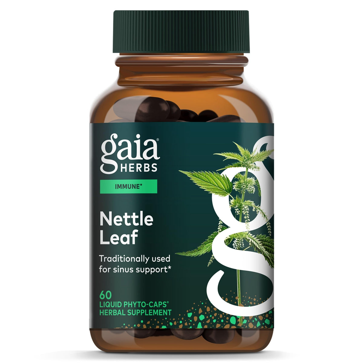 Flacon de Gaia Herbs Feuille d'Ortie 60 capsules végétales