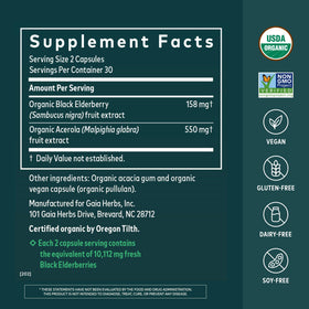 Flacon de Gaia Herbs Sureau Noir avec étiquette