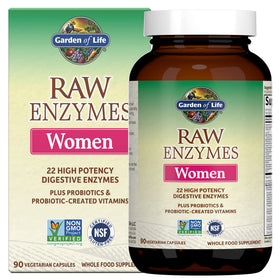 Flacon de Garden of Life 22 Enzymes daily Femmes 90 capsules vue de face