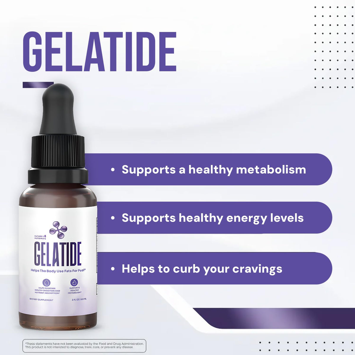Flacon de Gelatide Drops Nature’s NutriWave vu de côté