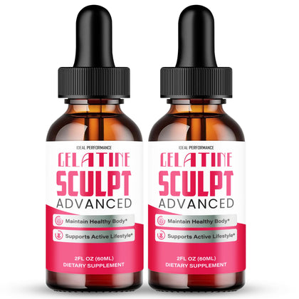 Flacon de Gelatine Sculpt Drops d'IDEAL PERFORMANCE, modèle avant avec compte-gouttes