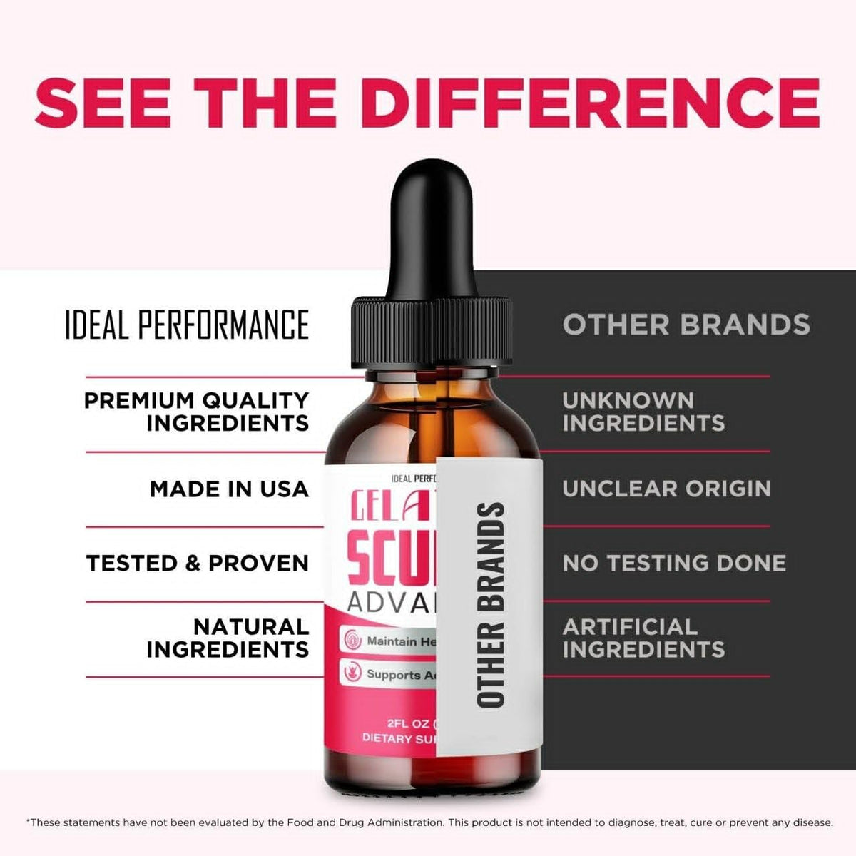 Flacon de Gelatine Sculpt Drops d'IDEAL PERFORMANCE, positionné sur un fond neutre