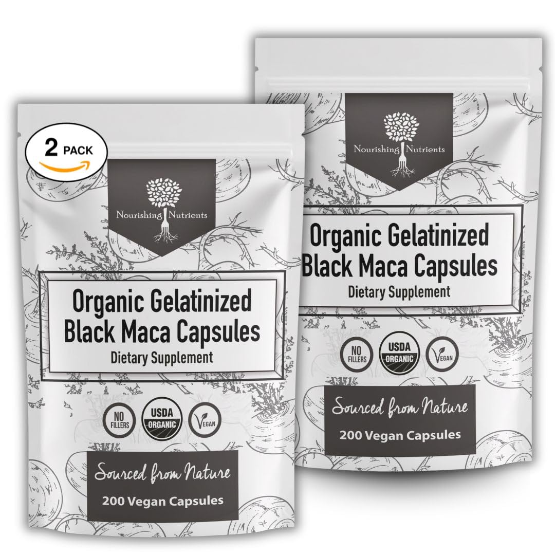 Flacon de gelée de racine de maca noire Nourishing Nutrients 200 capsules