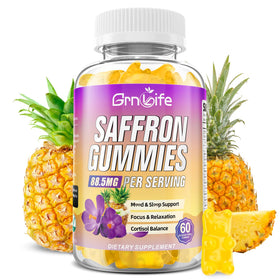 Flacon de gélifiés au safran GrnLife 88,5 mg, vue de face