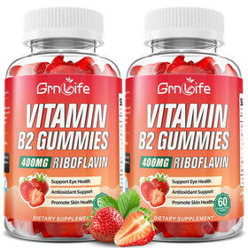 Flacon de gélifiés de vitamine B2 GrnLife 400mg, 120 gummies fraise