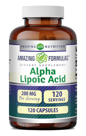 Flacon de gélules d'acide alpha-lipoïque Amazing Nutrition 200 mg