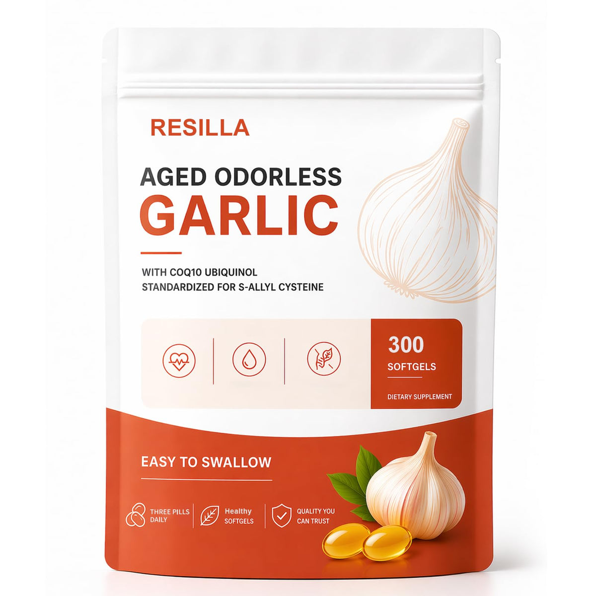 Flacon de gélules d'ail vieilli RESILLA 300 softgels
