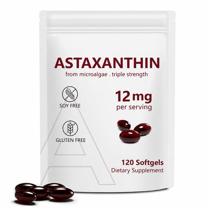 Flacon de gélules d'Astaxanthin 12mg de NenMaoKeNu vue de face