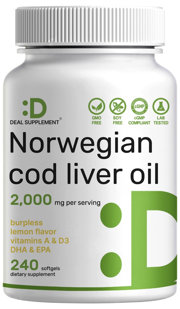 Flacon de gélules d'huile de foie de morue DEAL SUPPLEMENT 240 gélules