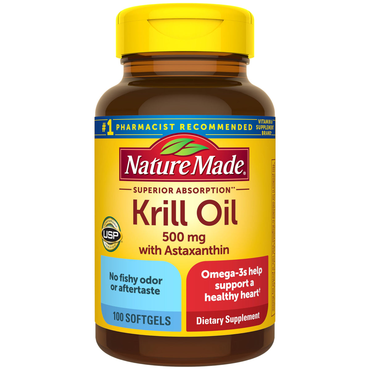 Flacon de gélules d'huile de krill Nature Made 500mg avec 100 gélules