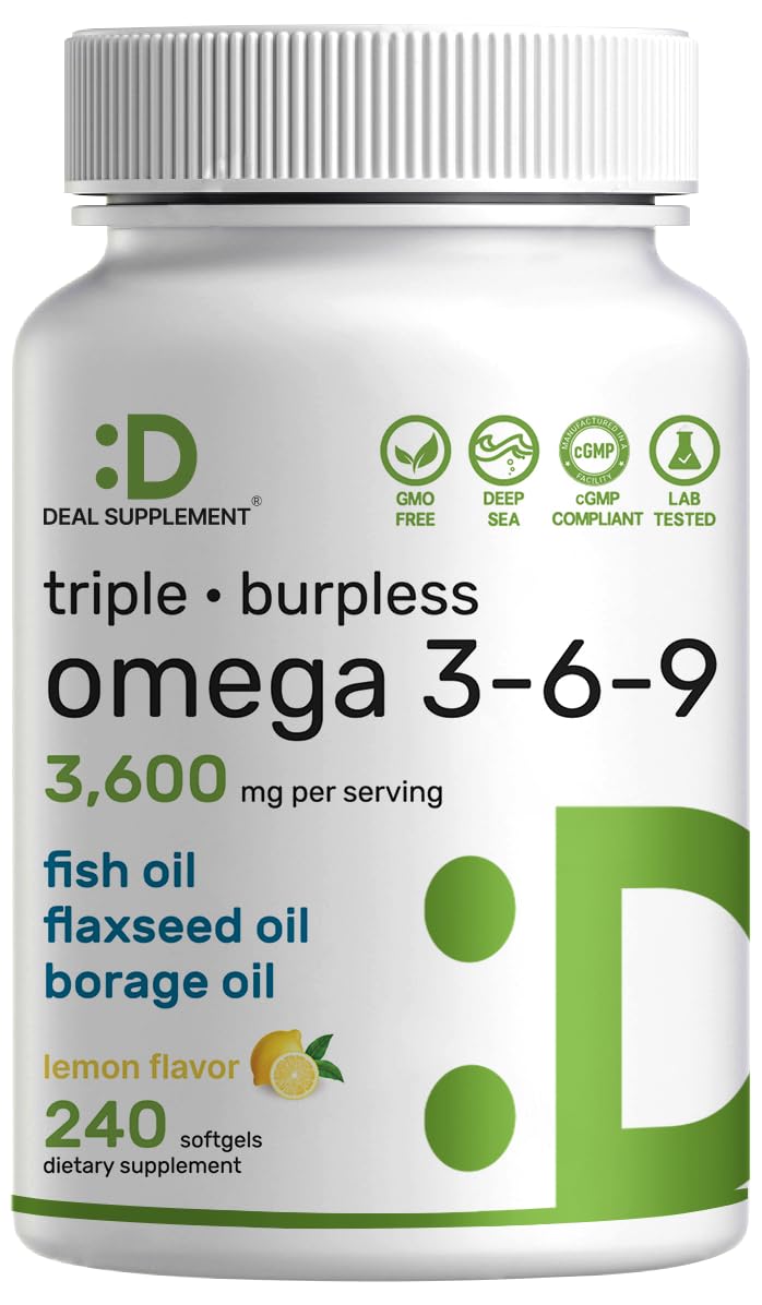 Flacon de gélules d'huile de poisson Omega 3-6-9 DEAL SUPPLEMENT