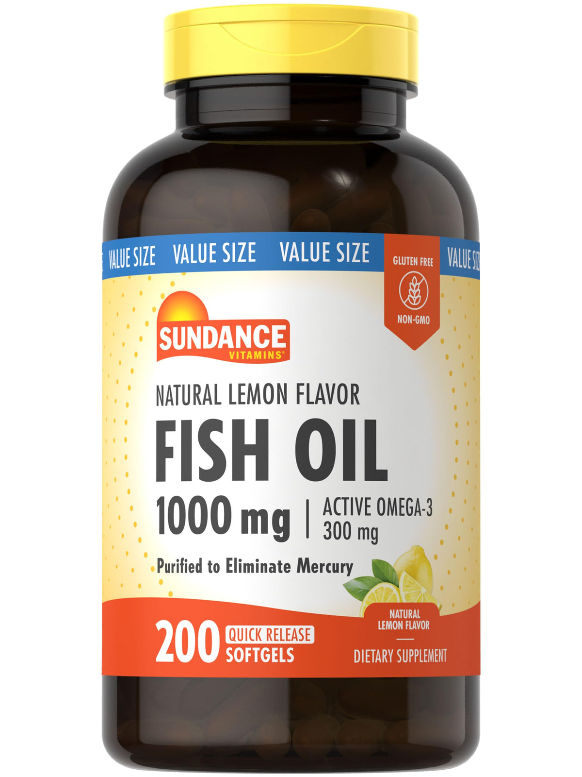 Flacon de gélules d'huile de poisson Sundance 1000mg 200 gélules