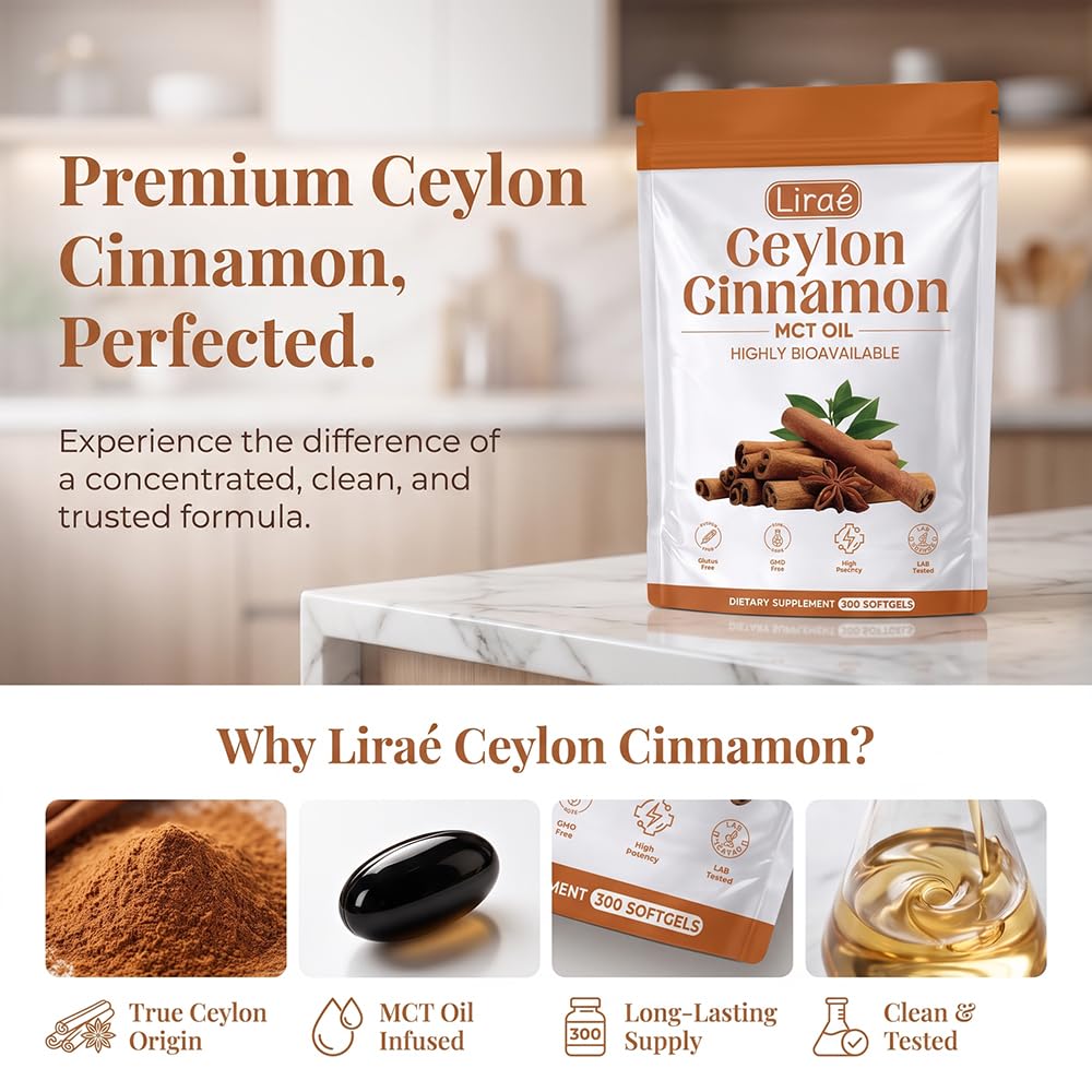 Flacon de gélules de cannelle de Ceylan LIRAE avec arrière-plan naturel