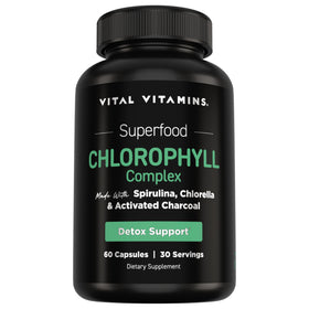 Flacon de gélules de chlorophylle Vital Vitamins avec étiquette