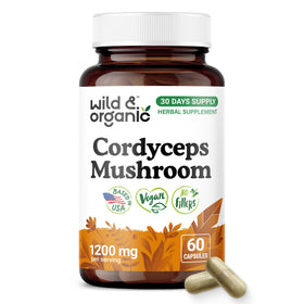 Flacon de gélules de Cordyceps Wild & Organic 1200 mg vue de face