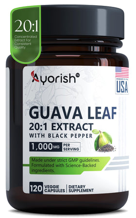 Flacon de gélules de feuille de goyave Ayorish 1000mg vue avant