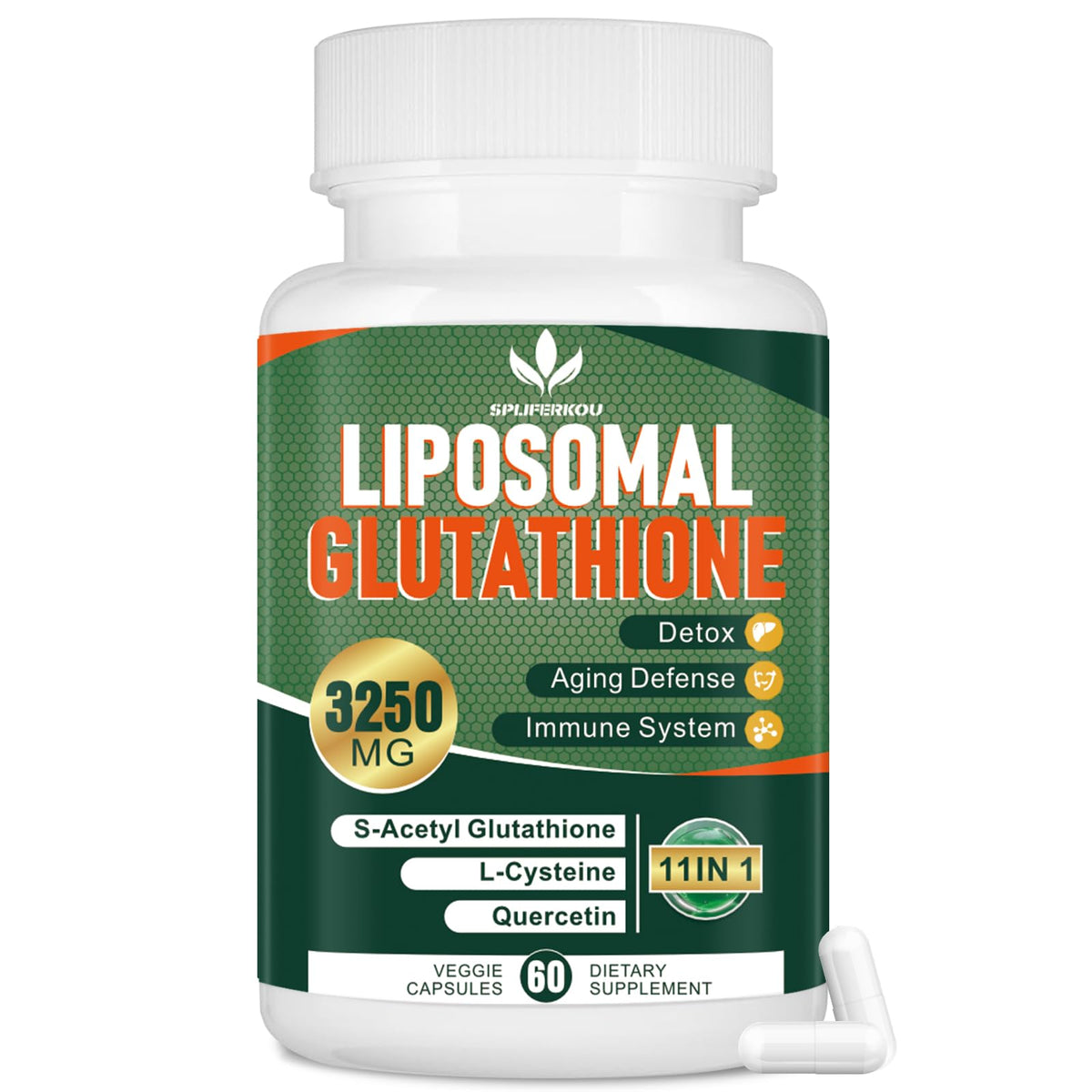 Flacon de gélules de Glutathion Liposomal 3250 mg Spliferkou